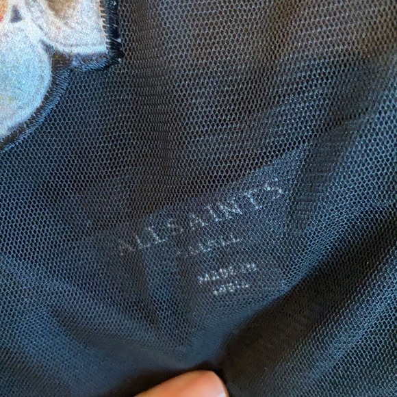 All Saints / Keela Sweat Dress  floral appliqué mesh long sleeve black small S - Picture 6 of 6